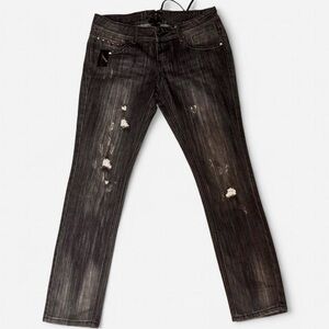 Classic Black Distressed Straight Leg Jeans